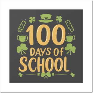 100 days of school gamers st patricks day's Posters and Art